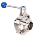 Sanitary Welded Butterfly Type Ball Valve DN50 with PTFE Seat