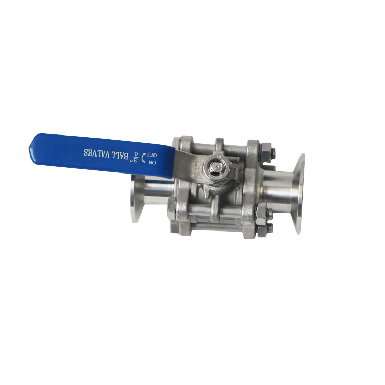 Sanitary 3 Piece Ball Valve With Manual Lever